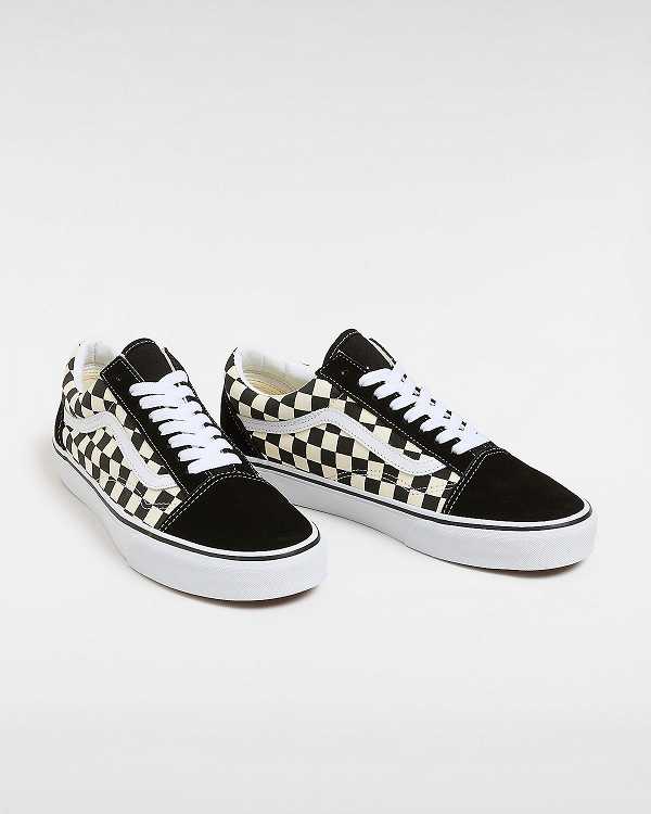 Black / White Men Vans Primary Check Old Skool Sneakers NZ | VN5870931