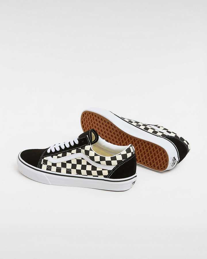 Black / White Men Vans Primary Check Old Skool Sneakers NZ | VN5870931