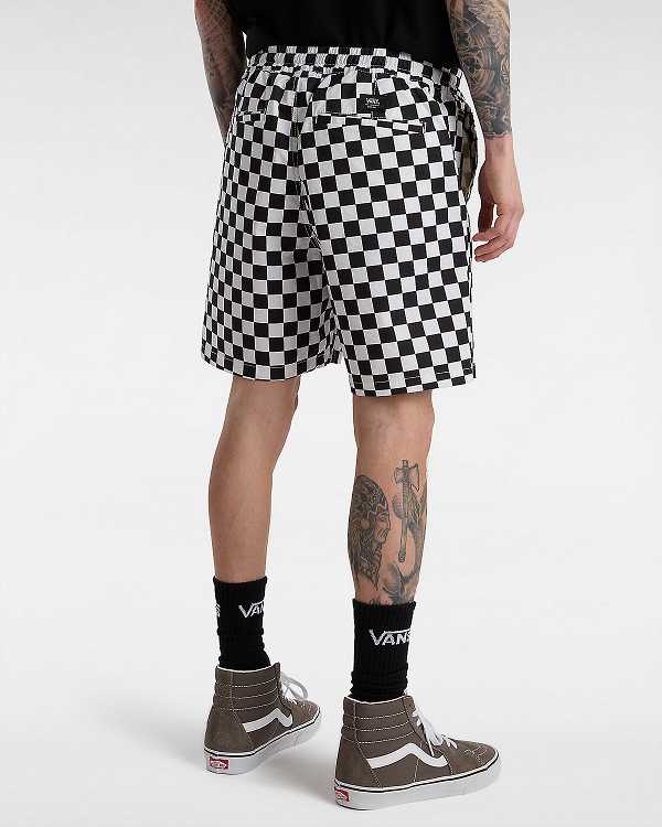 Black / White Men Vans Range Relaxed Elastic Shorts NZ | VN1057263