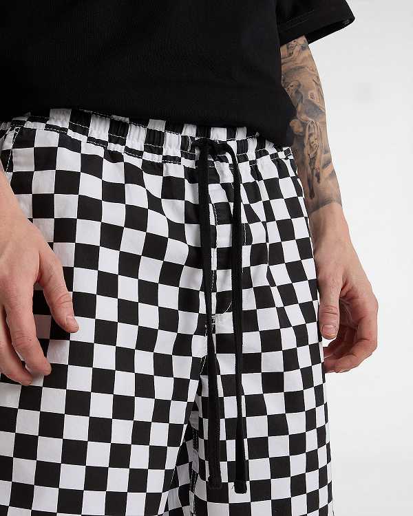 Black / White Men Vans Range Relaxed Elastic Shorts NZ | VN1057263