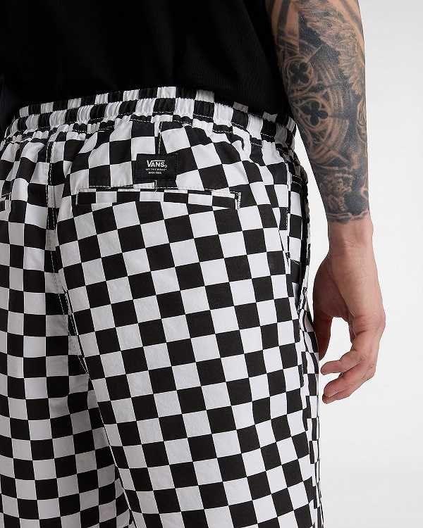 Black / White Men Vans Range Relaxed Elastic Shorts NZ | VN1057263