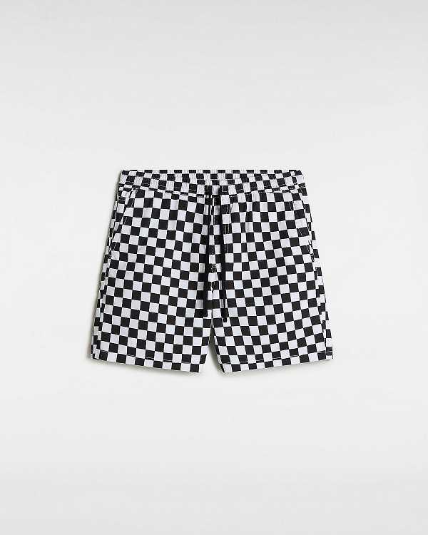 Black / White Men Vans Range Relaxed Elastic Shorts NZ | VN1057263