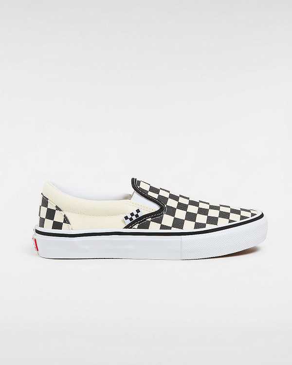 Black / White Men Vans Skate Checkerboard Slip On Shoes NZ | VN1309274