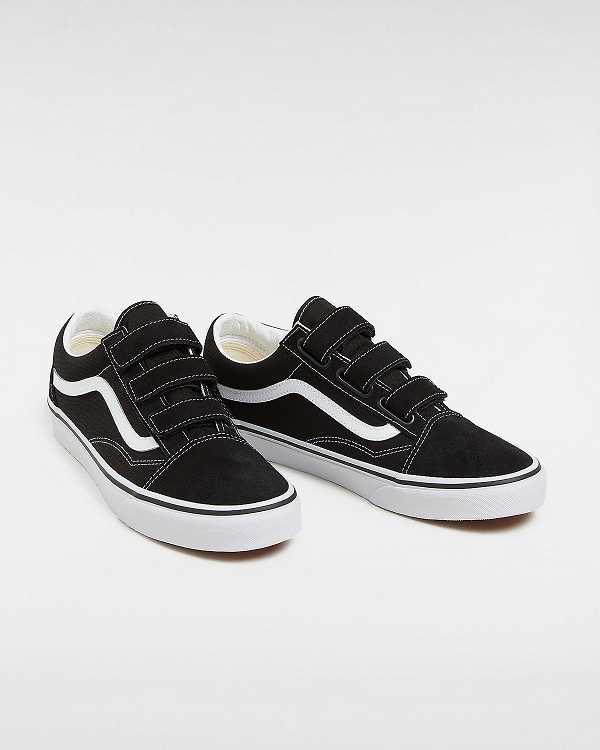 Black / White Men Vans Suede/Canvas Old Skool Hook And Loop Sneakers NZ | VN2083571