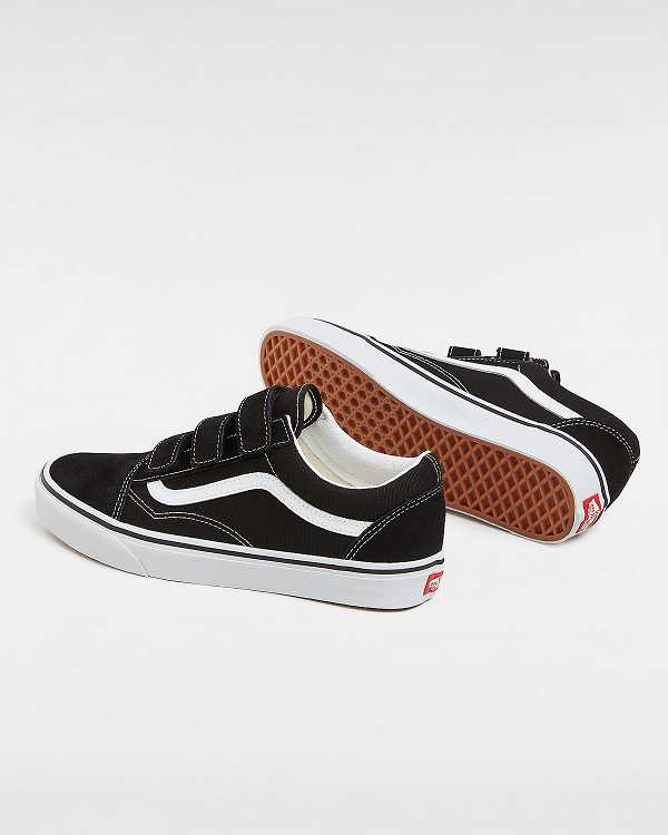 Black / White Men Vans Suede/Canvas Old Skool Hook And Loop Sneakers NZ | VN2083571