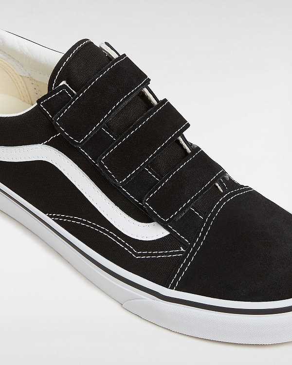 Black / White Men Vans Suede/Canvas Old Skool Hook And Loop Sneakers NZ | VN2083571