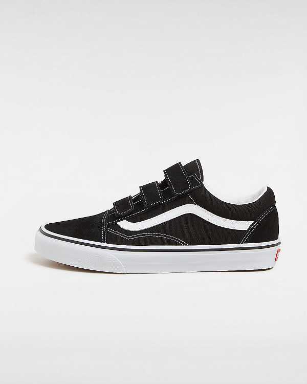 Black / White Men Vans Suede/Canvas Old Skool Hook And Loop Sneakers NZ | VN2083571