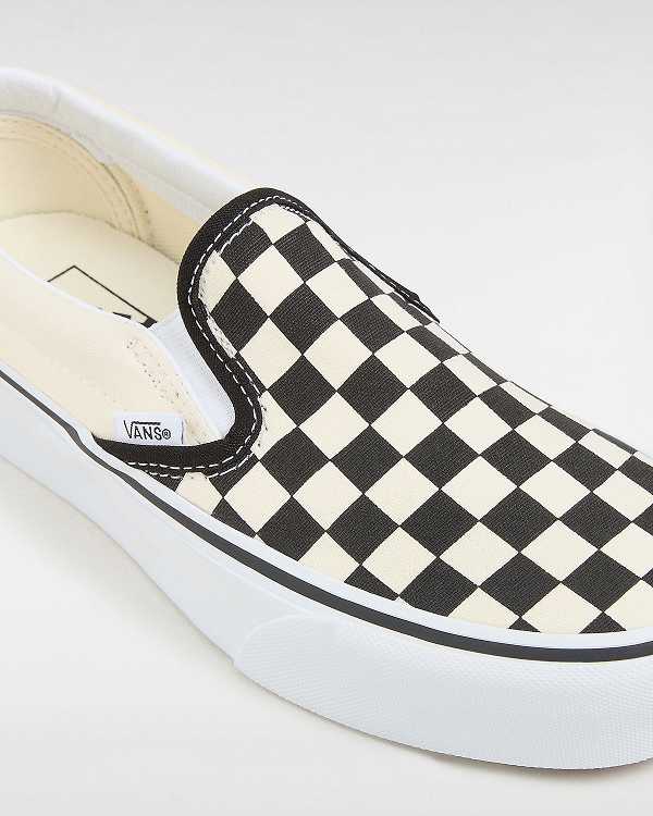 Black / White Women Vans Checkerboard Classic Slip-On Platform Shoes NZ | VN4528079