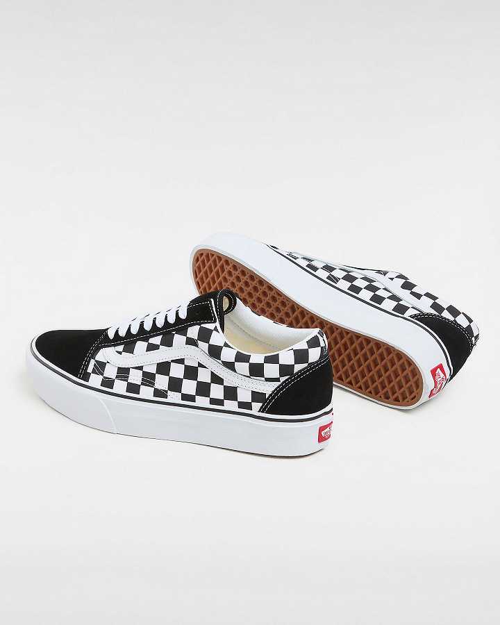 Black / White Women Vans Checkerboard Old Skool Platform Shoes NZ | VN3940678