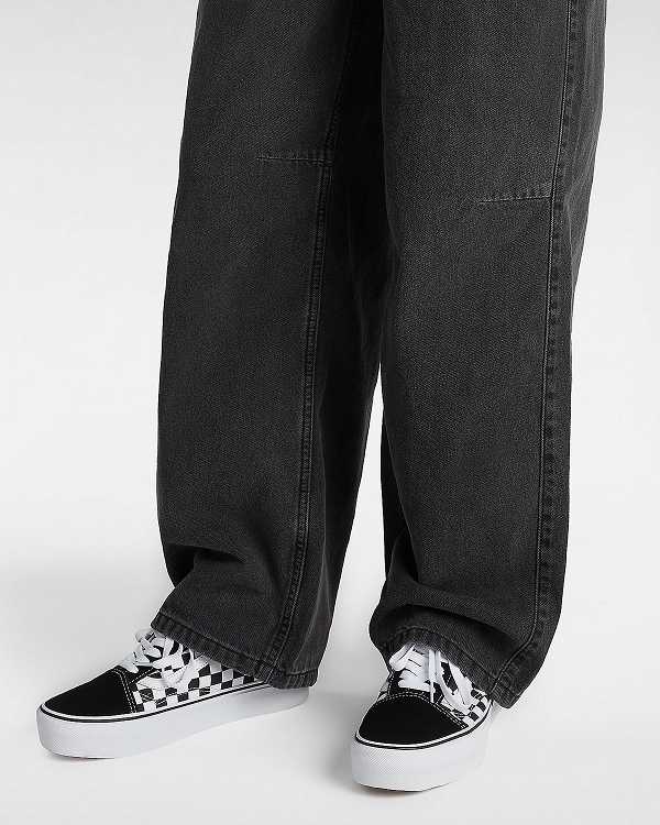 Black / White Women Vans Checkerboard Old Skool Platform Shoes NZ | VN3940678