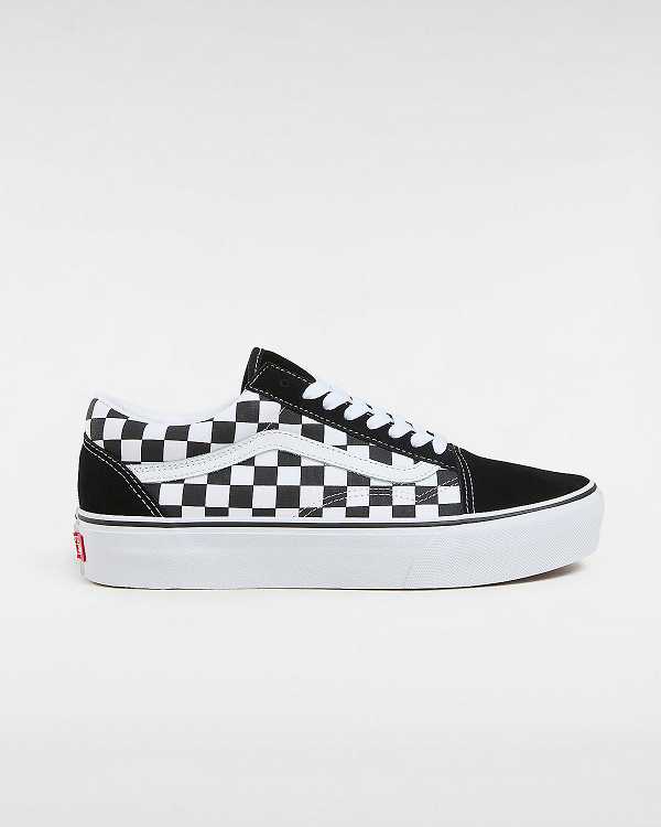 Black / White Women Vans Checkerboard Old Skool Platform Shoes NZ | VN3940678