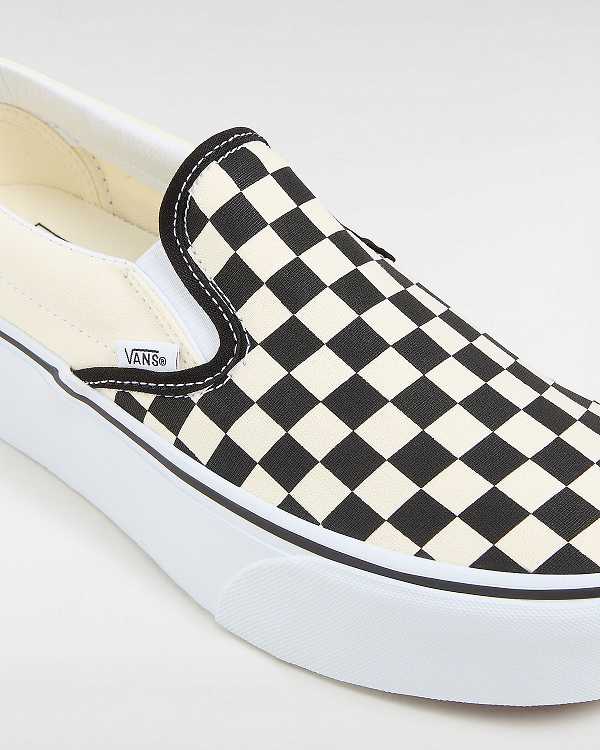 Black / White Women Vans Classic Slip-On Platform Shoes NZ | VN0234651