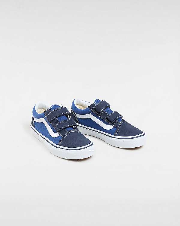 Blue Kids' Vans Old Skool Velcro (4-8 years) Sneakers NZ | VN0213958