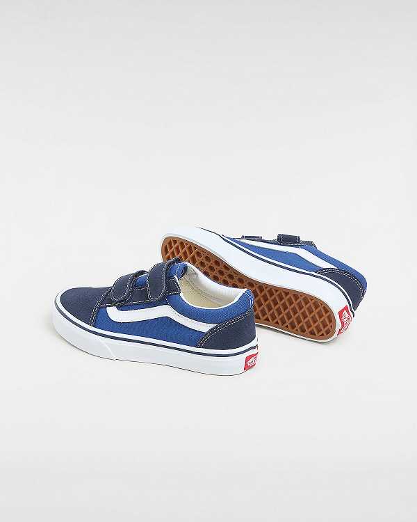 Blue Kids' Vans Old Skool Velcro (4-8 years) Sneakers NZ | VN0213958