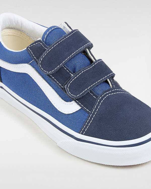 Blue Kids' Vans Old Skool Velcro (4-8 years) Sneakers NZ | VN0213958