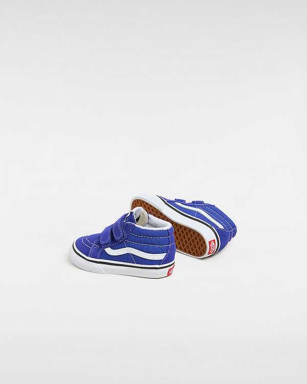 Blue Kids' Vans Sk8-Mid Reissue Hook and Loop (1-4 Years) Sneakers NZ | VN5043782