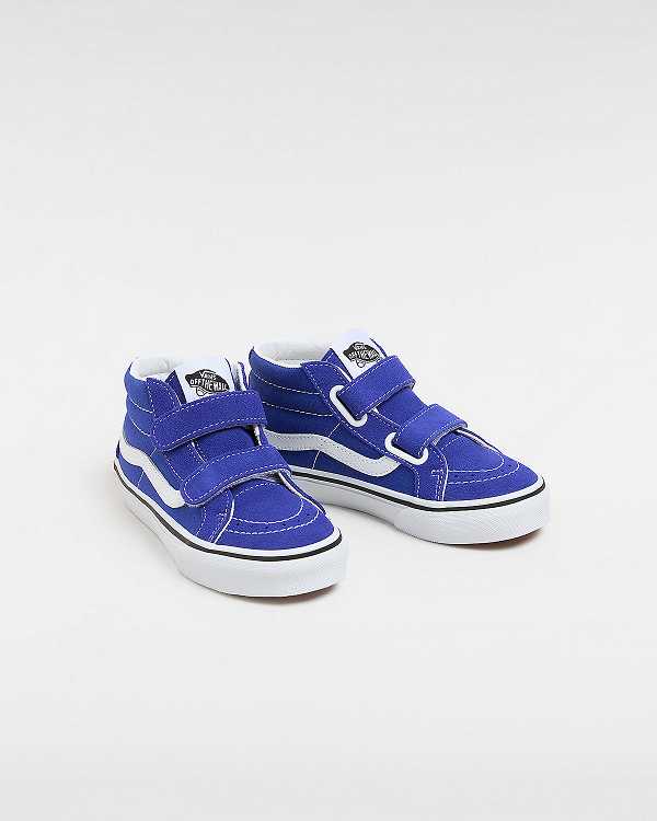 Blue Kids' Vans Sk8-Mid Reissue Hook and Loop (4-8 years) Sneakers NZ | VN4893610