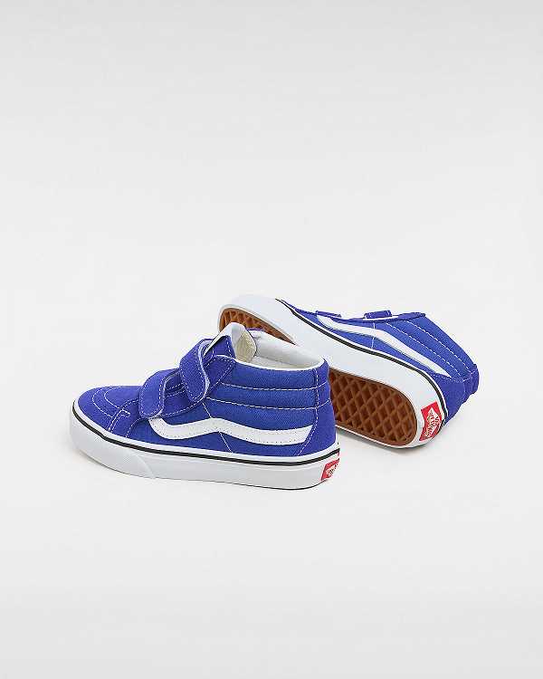 Blue Kids' Vans Sk8-Mid Reissue Hook and Loop (4-8 years) Sneakers NZ | VN4893610