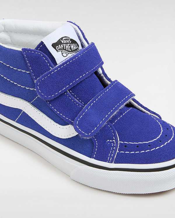 Blue Kids' Vans Sk8-Mid Reissue Hook and Loop (4-8 years) Sneakers NZ | VN4893610