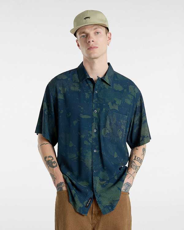 Blue Men Vans Camp Loose Collar Shirts NZ | VN0319587