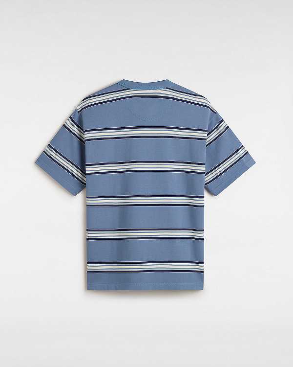 Blue Men Vans Mesa Stripe T Shirts NZ | VN3180762