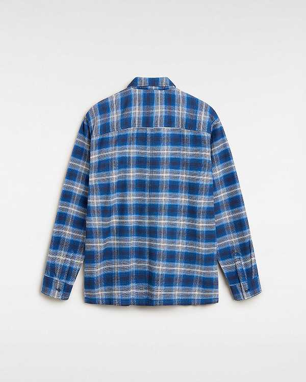 Blue Men Vans Montwood Zip Flannel Shirts NZ | VN1362978