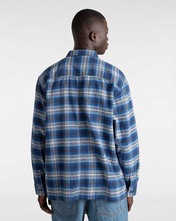 Blue Men Vans Montwood Zip Flannel Shirts NZ | VN1362978