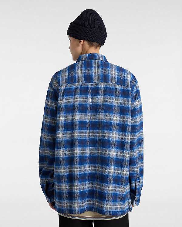 Blue Men Vans Montwood Zip Flannel Shirts NZ | VN1362978