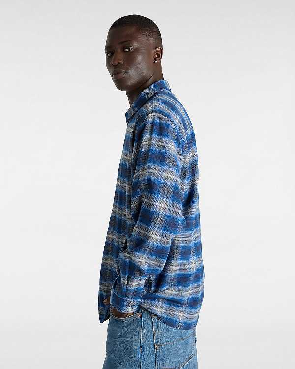 Blue Men Vans Montwood Zip Flannel Shirts NZ | VN1362978