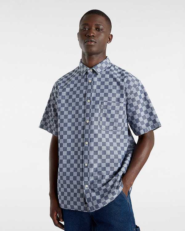 Blue Men Vans Wade Checkerboard Shirts NZ | VN1826947