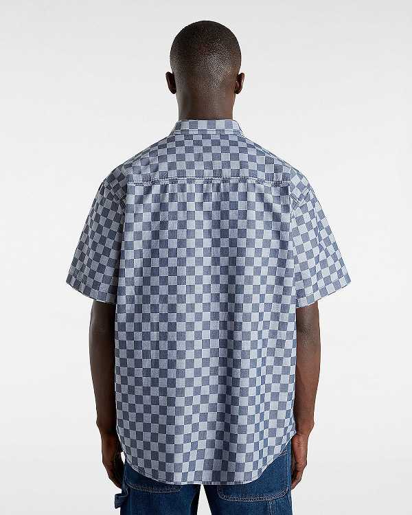 Blue Men Vans Wade Checkerboard Shirts NZ | VN1826947