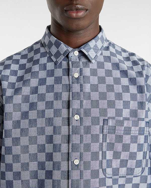 Blue Men Vans Wade Checkerboard Shirts NZ | VN1826947