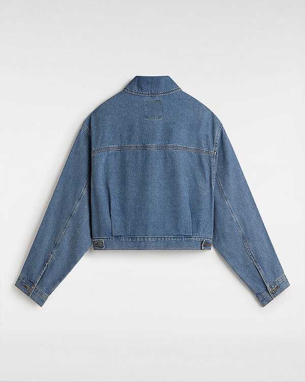 Blue Women Vans Raynes Denim Crop Jacket NZ | VN4258079