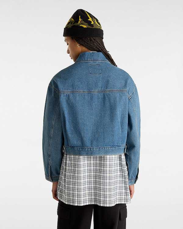 Blue Women Vans Raynes Denim Crop Jacket NZ | VN4258079