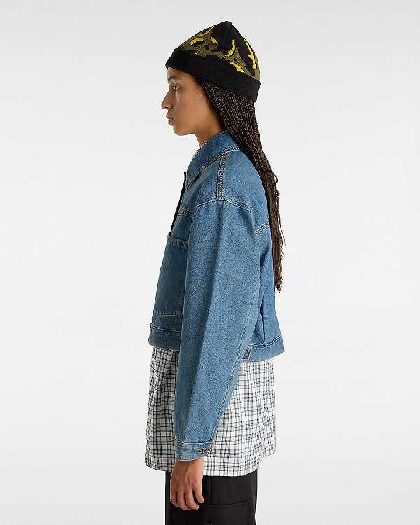 Blue Women Vans Raynes Denim Crop Jacket NZ | VN4258079