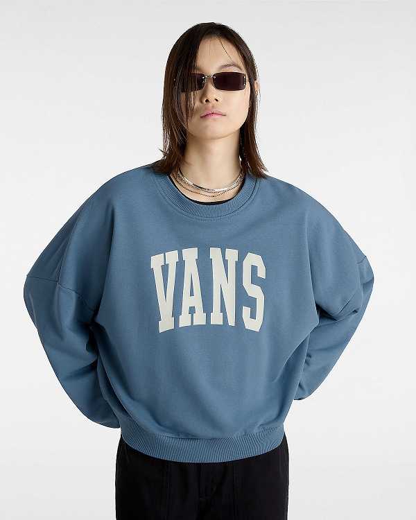 Blue Women Vans Stadium French Terry Loose Crew Sweatshirt NZ | VN1683095