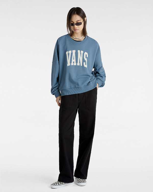 Blue Women Vans Stadium French Terry Loose Crew Sweatshirt NZ | VN1683095