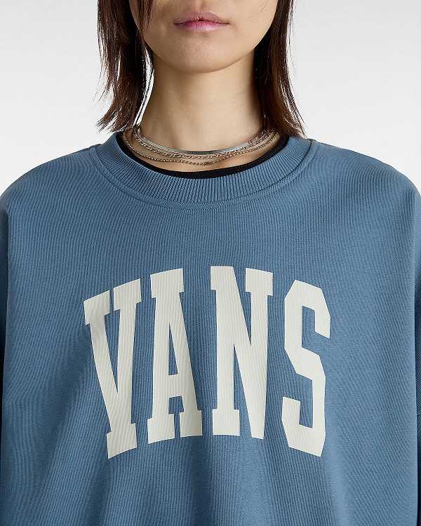 Blue Women Vans Stadium French Terry Loose Crew Sweatshirt NZ | VN1683095