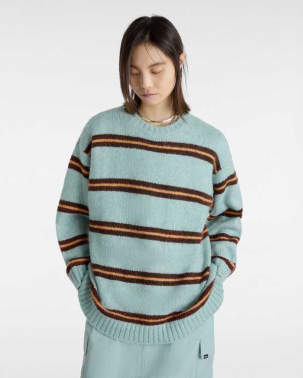 Blue Women Vans Suzie Stripe Crew Sweater NZ | VN2078493