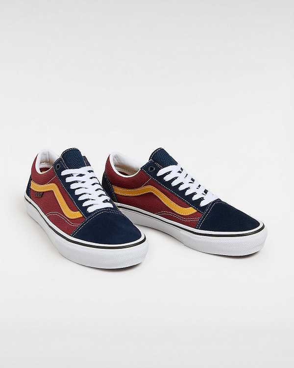 Blue / Burgundy Men Vans Old Skool Skate Shoes NZ | VN0743568