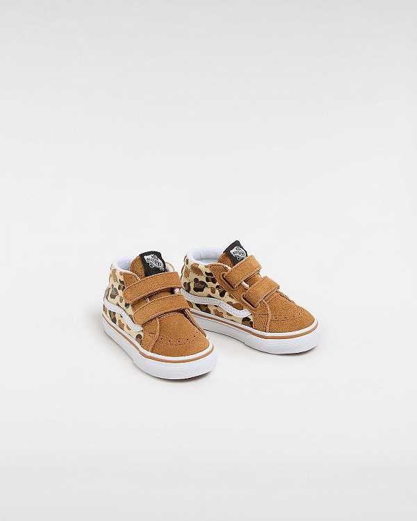 Brown Kids' Vans Sk8-Mid Reissue Hook and Loop (1-4 Years) Sneakers NZ | VN2074982