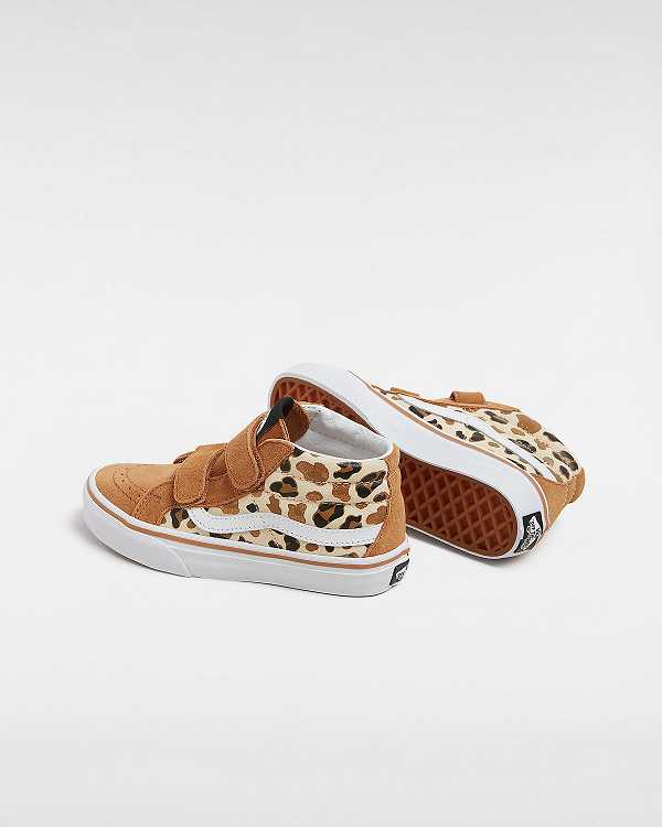 Brown Kids' Vans Sk8-Mid Reissue Hook and Loop (4-8 years) Sneakers NZ | VN6847521