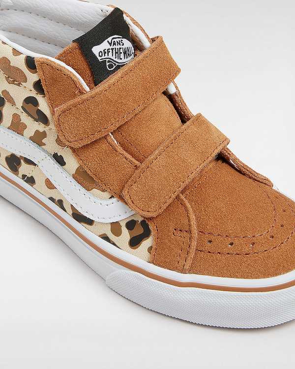 Brown Kids' Vans Sk8-Mid Reissue Hook and Loop (4-8 years) Sneakers NZ | VN6847521