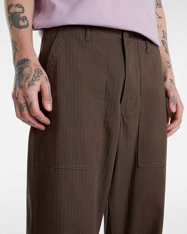 Brown Men Vans Fatigue Loose Tapered Pants NZ | VN8631902