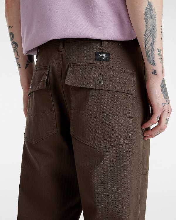 Brown Men Vans Fatigue Loose Tapered Pants NZ | VN8631902