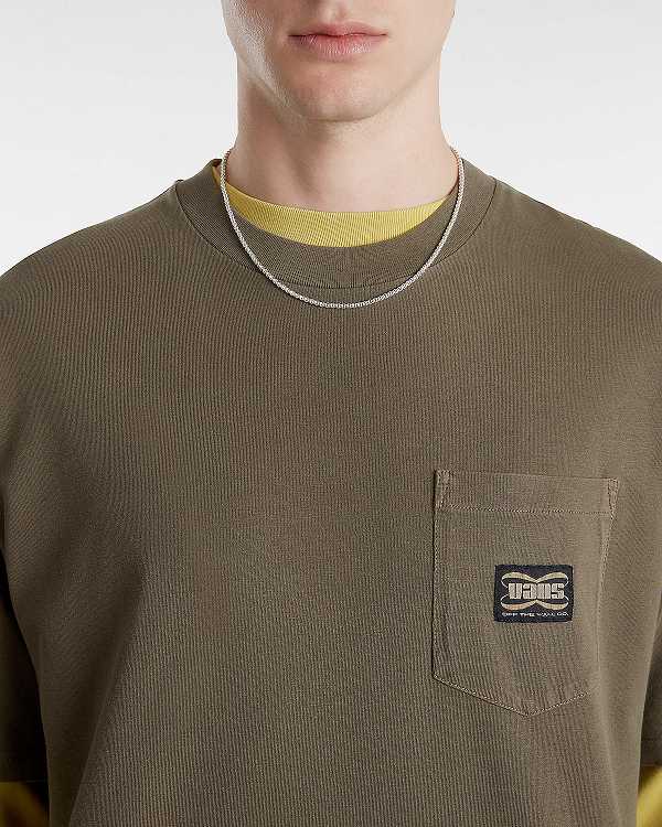 Brown Men Vans Hyper Patch Pocket T Shirts NZ | VN8596042