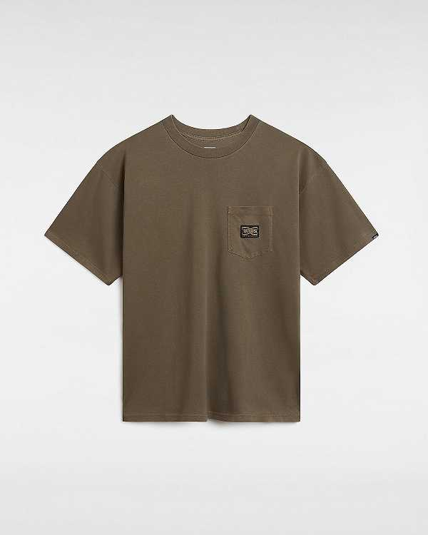 Brown Men Vans Hyper Patch Pocket T Shirts NZ | VN8596042