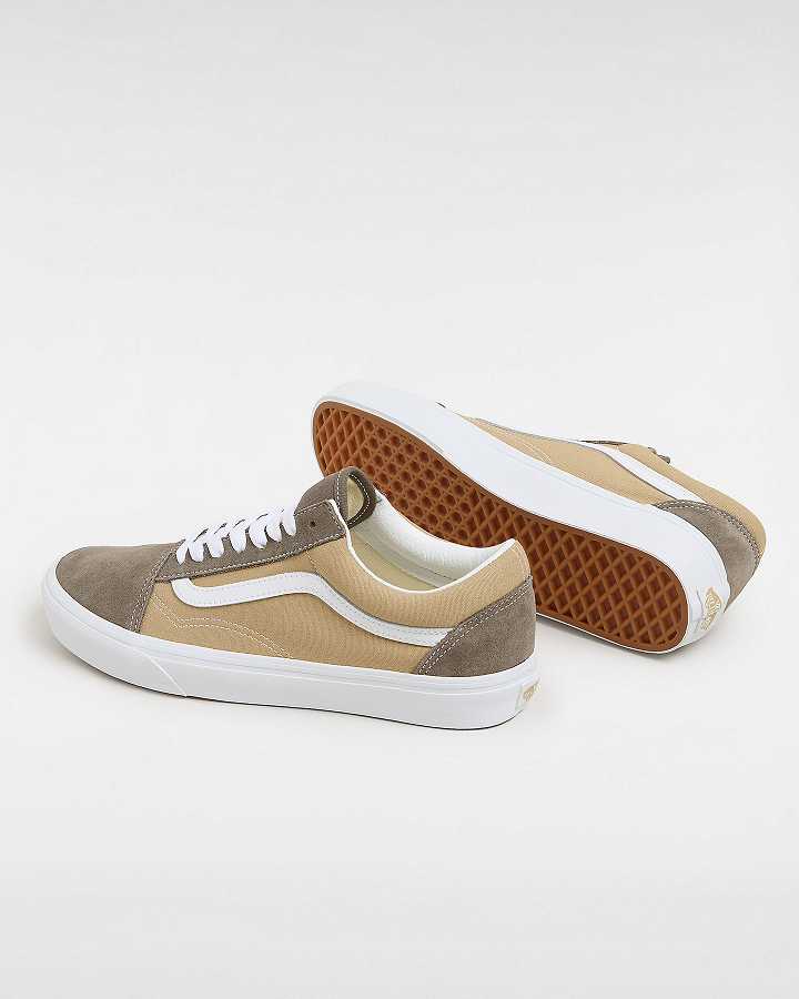 Brown Men Vans Old Skool Canvas Suede Sneakers NZ | VN9431207