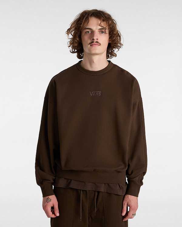 Brown Men Vans Premium Logo Crew Sweatshirt NZ | VN3759142