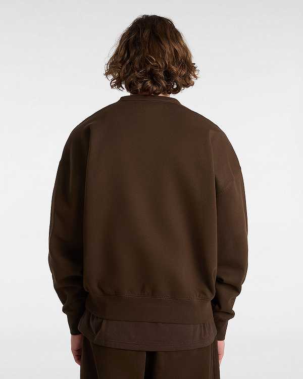 Brown Men Vans Premium Logo Crew Sweatshirt NZ | VN3759142